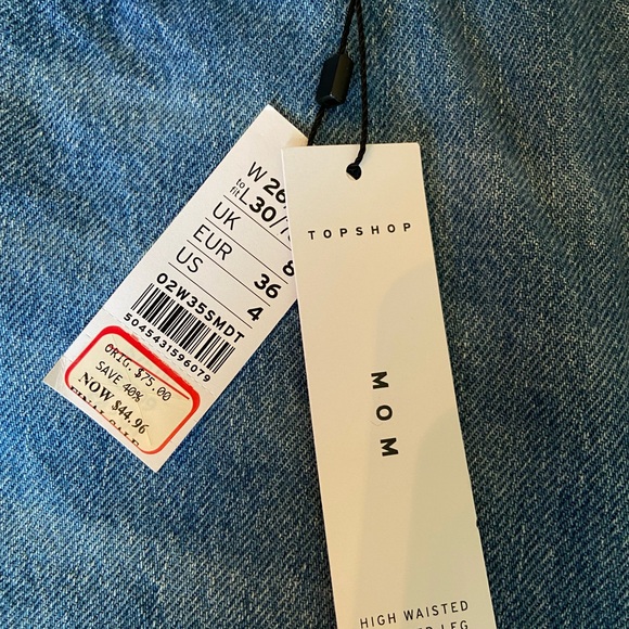 Top Shop High Waisted Tapered Leg Mom Jean New - Picture 3 of 5